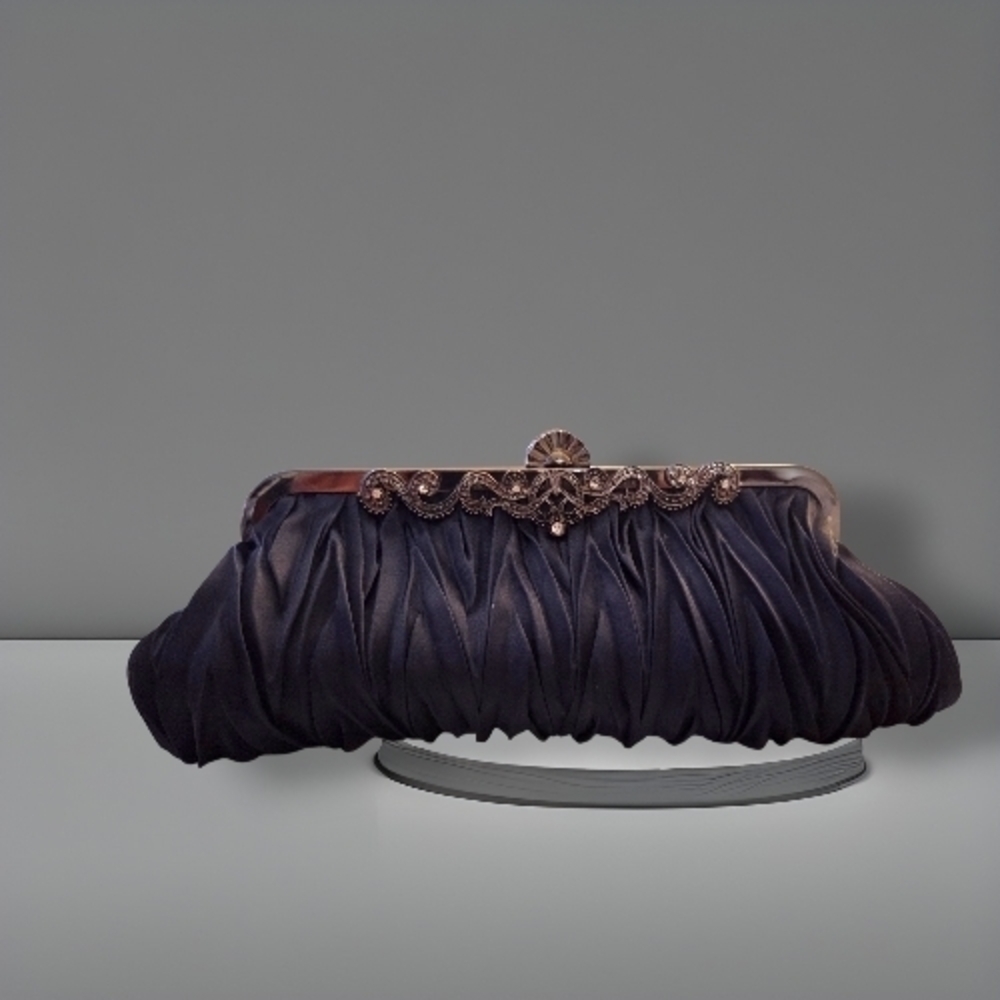 Navy Blue Ladies' Satin Clutch handbag